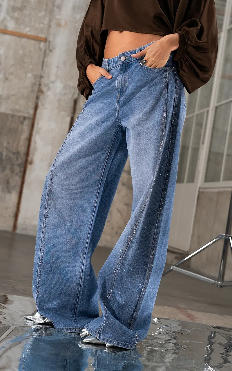 Wide leg jeans Blauw