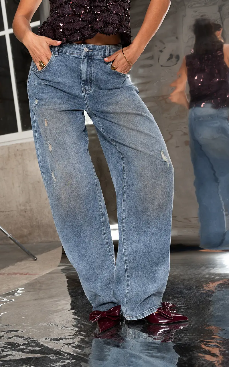 Barrel fit jeans Donkerblauw