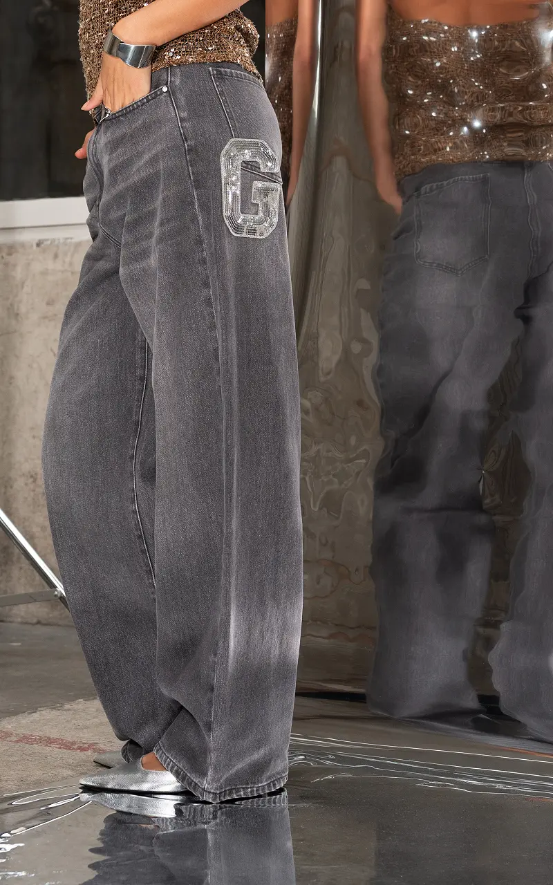 Wide leg tall jeans Donkergrijs