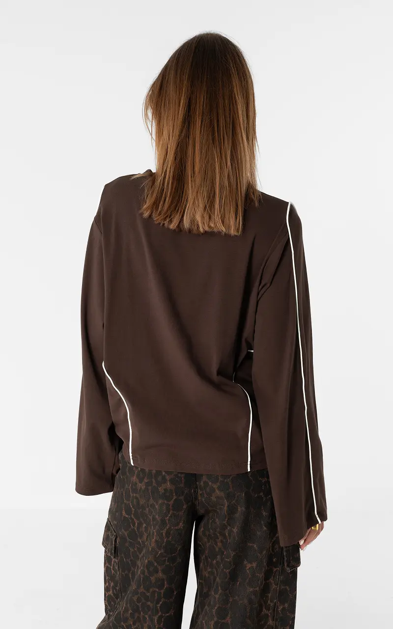 Longsleeve piping Bruin Wit