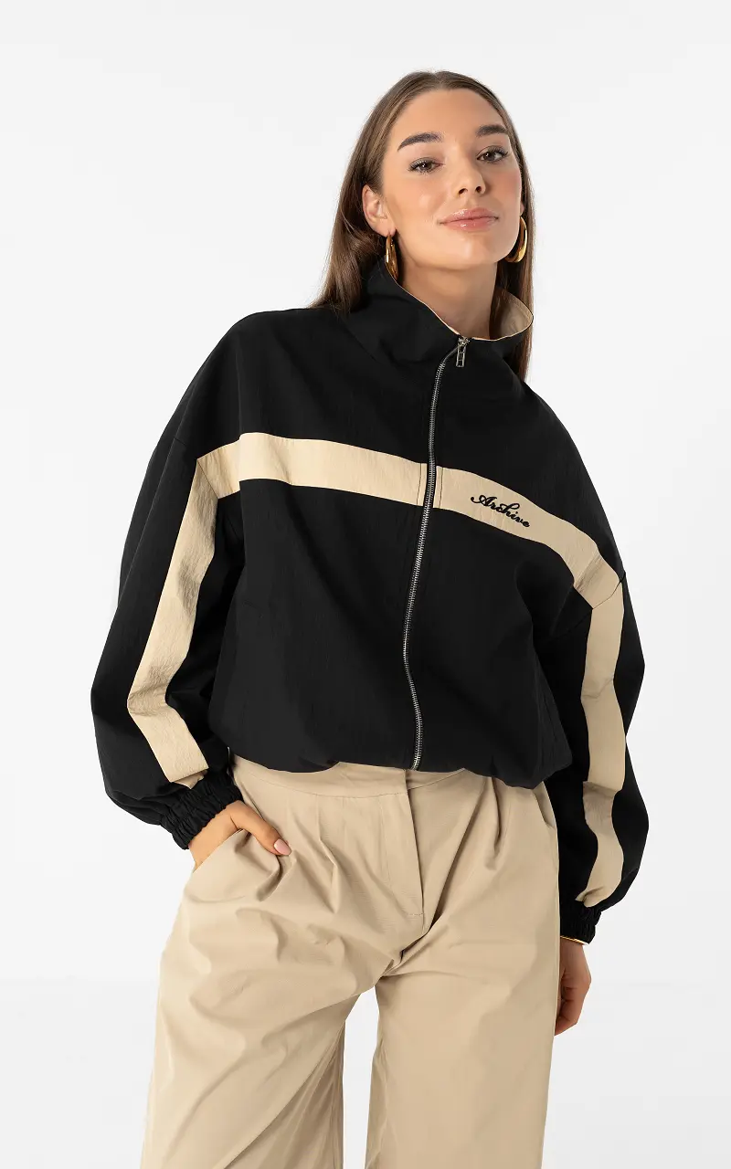 Sportliche Jacke Schwarz Beige
