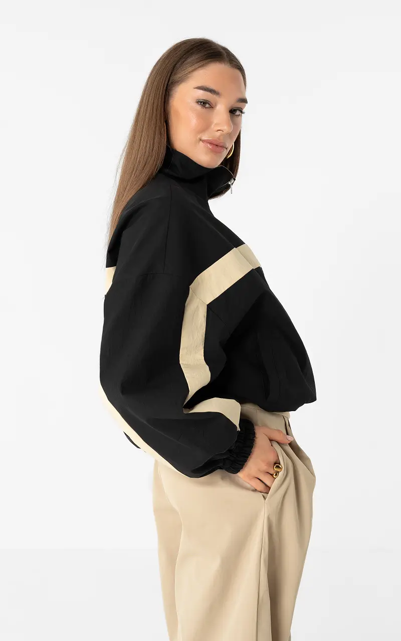 Sportliche Jacke Schwarz Beige