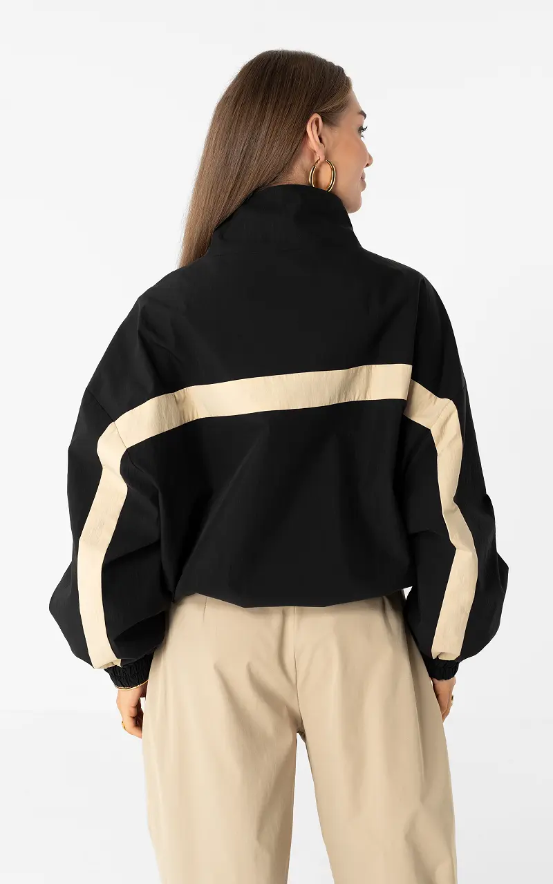 Sportliche Jacke Schwarz Beige
