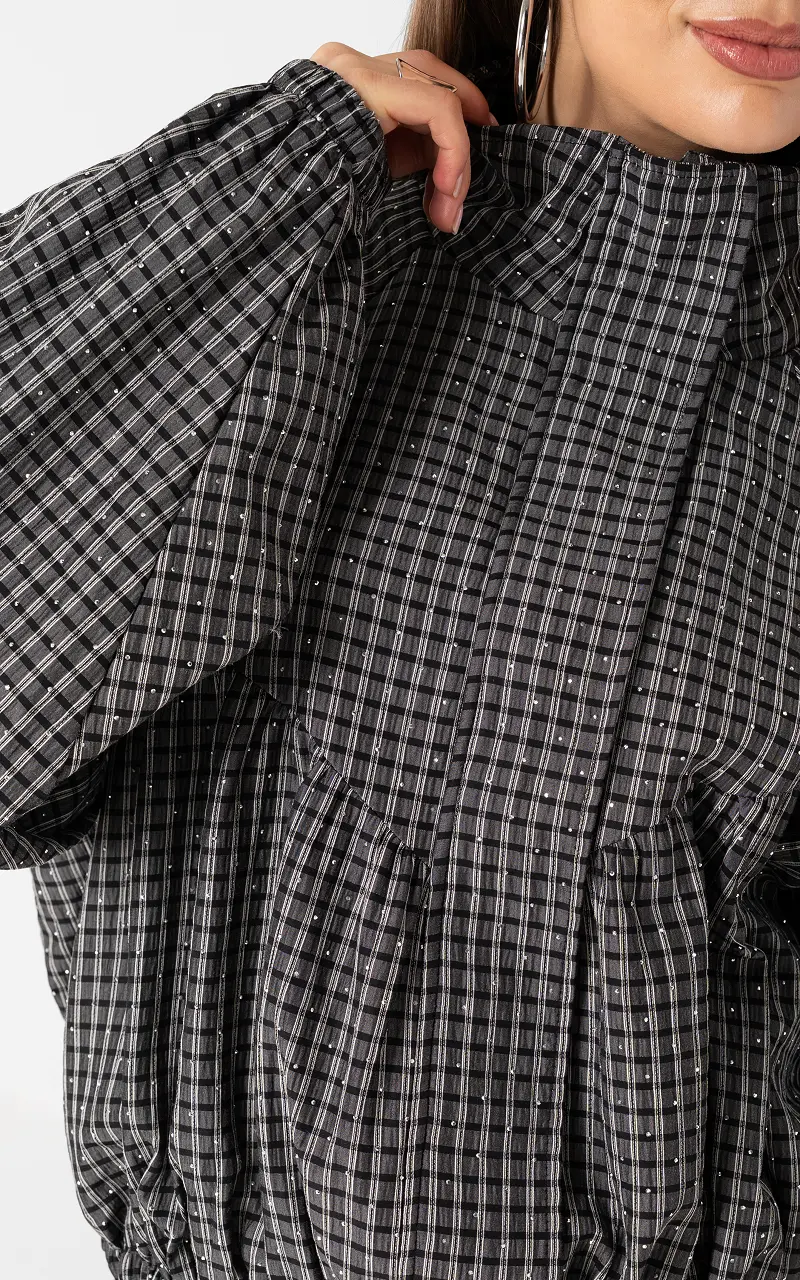 Checked coat Black Silver
