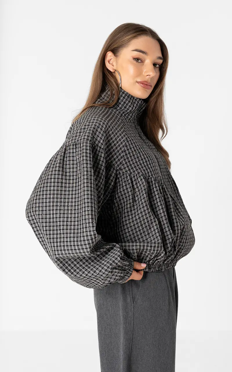 Checked coat Black Silver