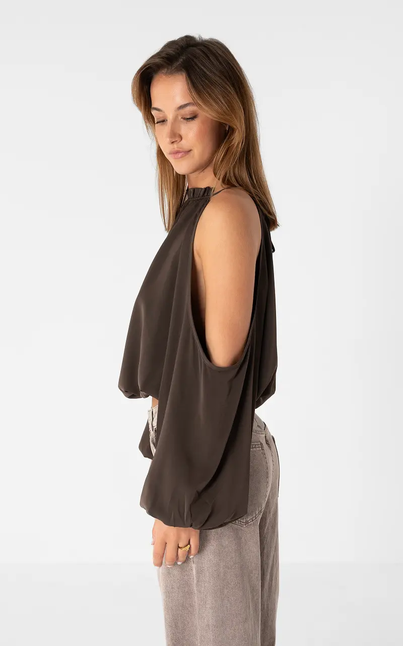 Neckholder-Bluse Dunkelbraun