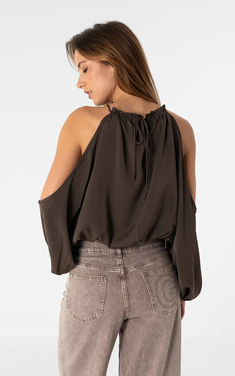 Neckholder-Bluse Dunkelbraun