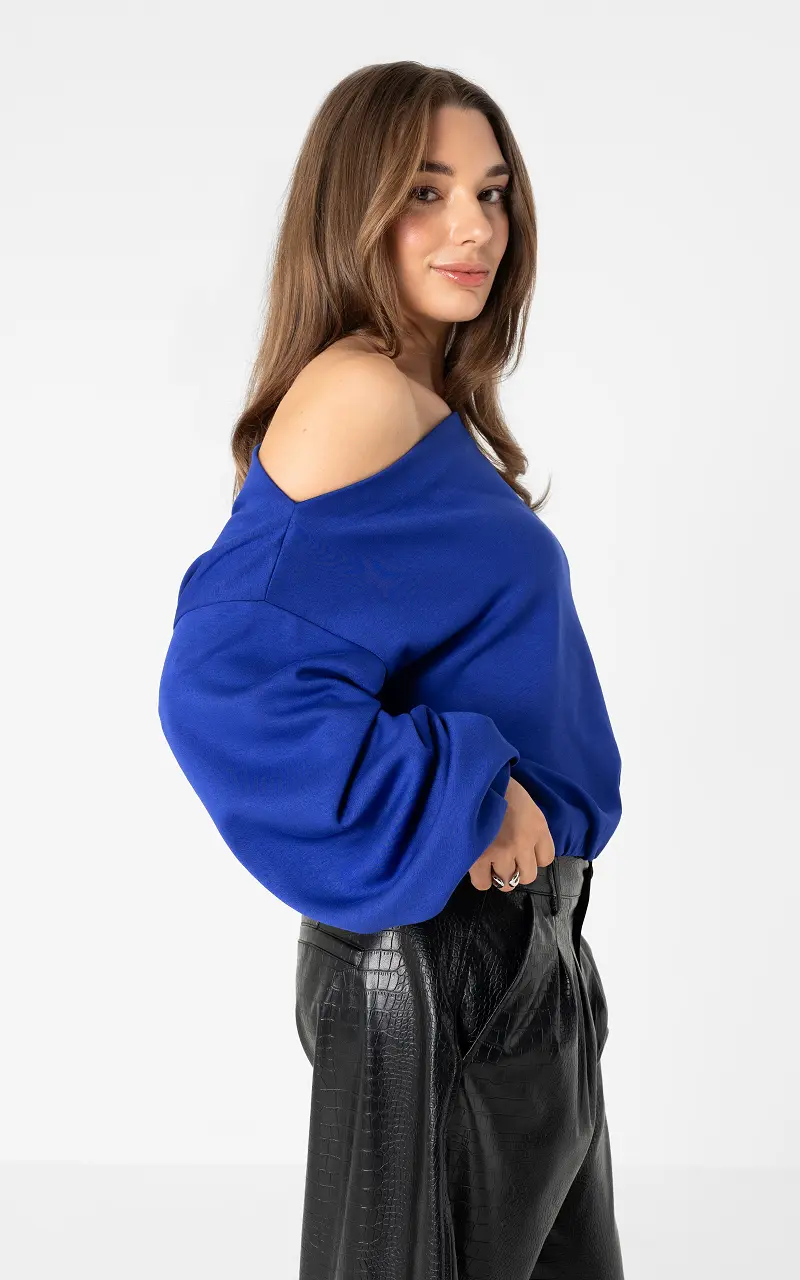 Trui met boothals Kobalt Blauw