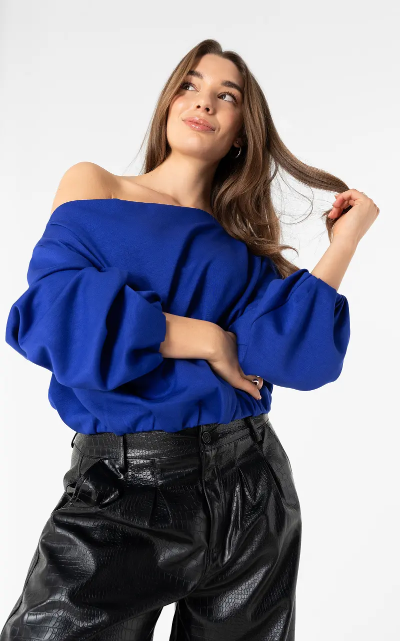 Trui met boothals Kobalt Blauw