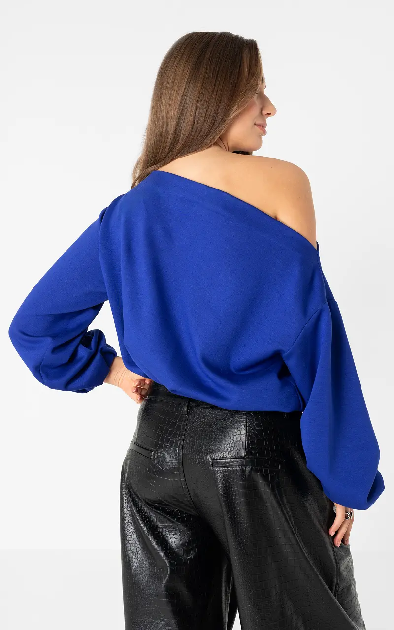 Trui met boothals Kobalt Blauw