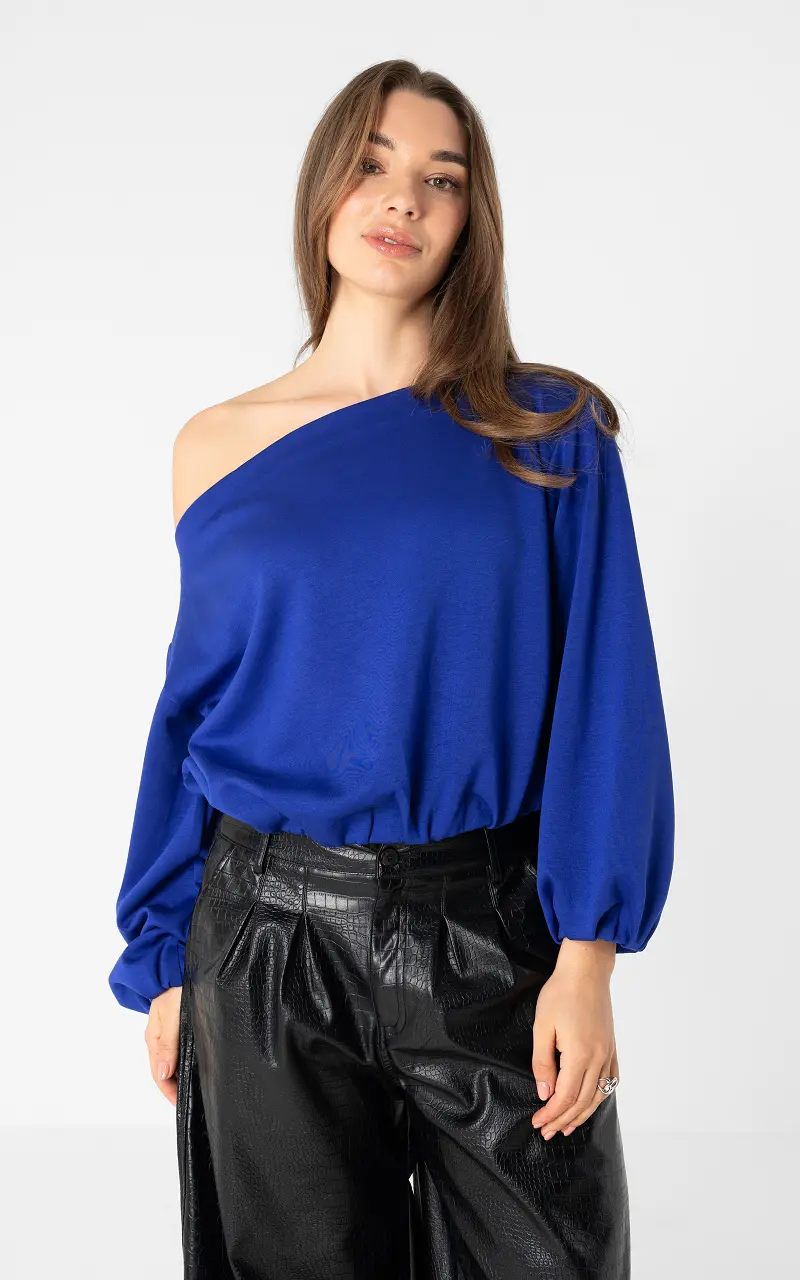 Trui met boothals Kobalt Blauw