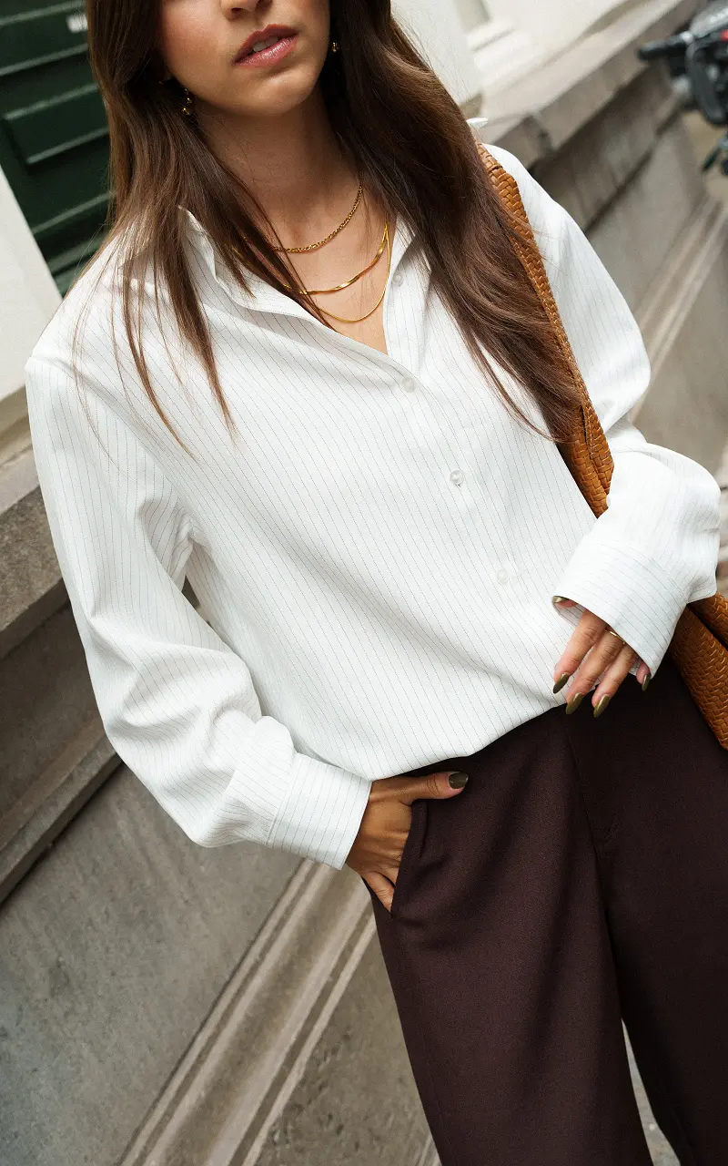 Pinstripe blouse White Dark Grey