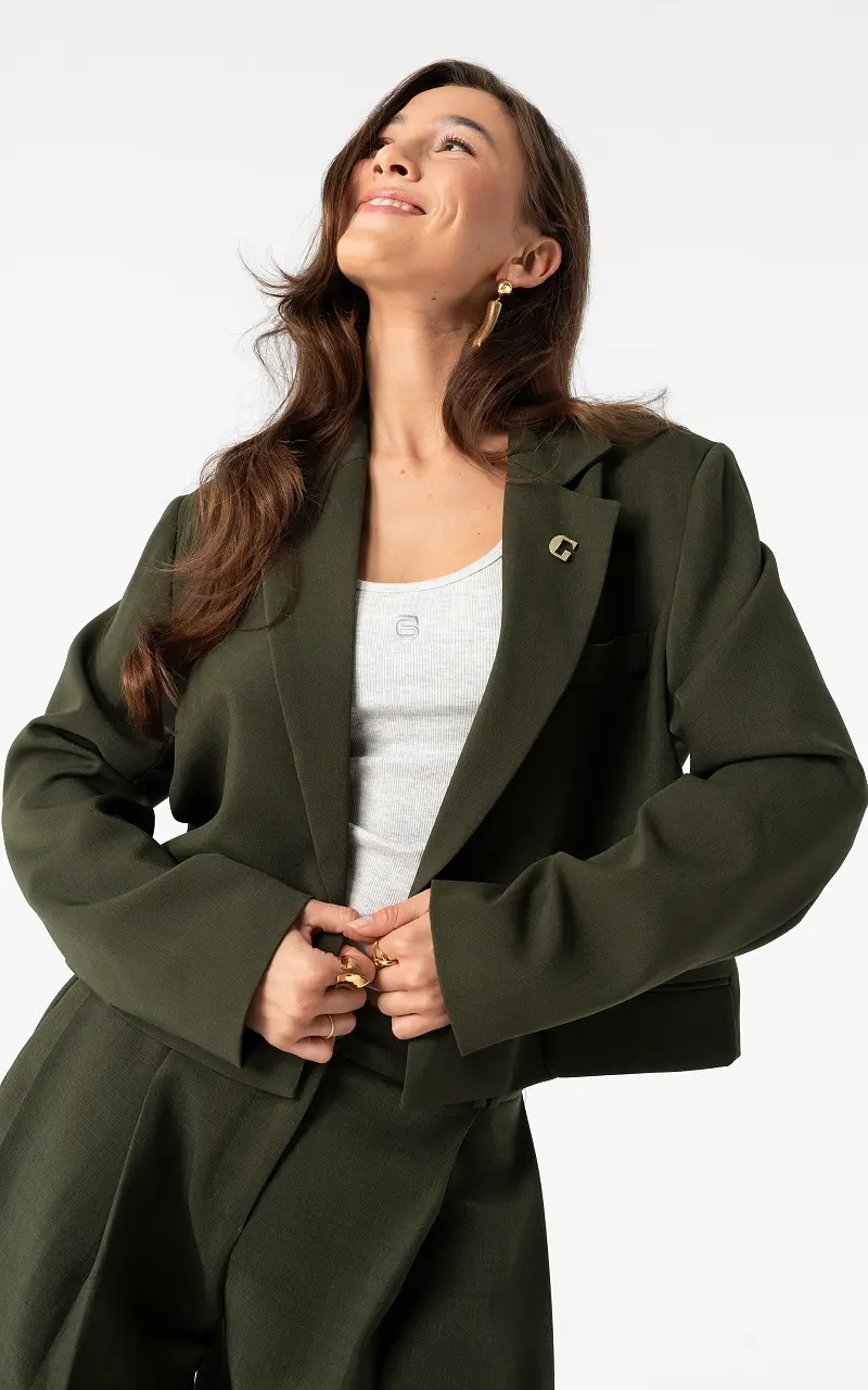 Blazer cropped Vert Foncé