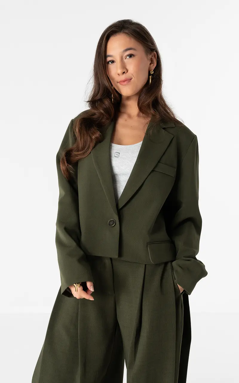 Blazer cropped Vert Foncé