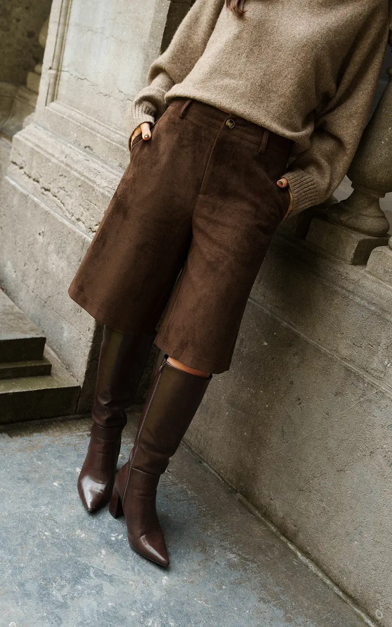 Wildlederlook-Bermudashorts Braun