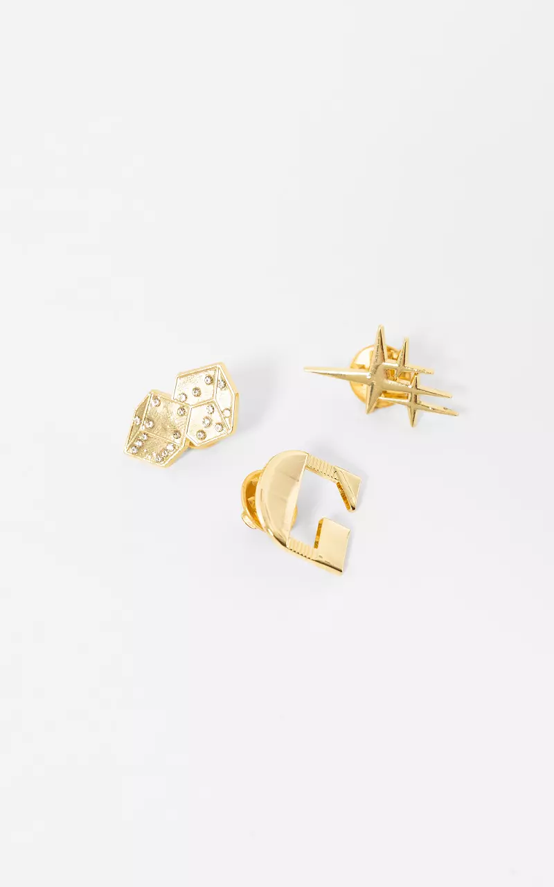 Set van 3 broches Goud