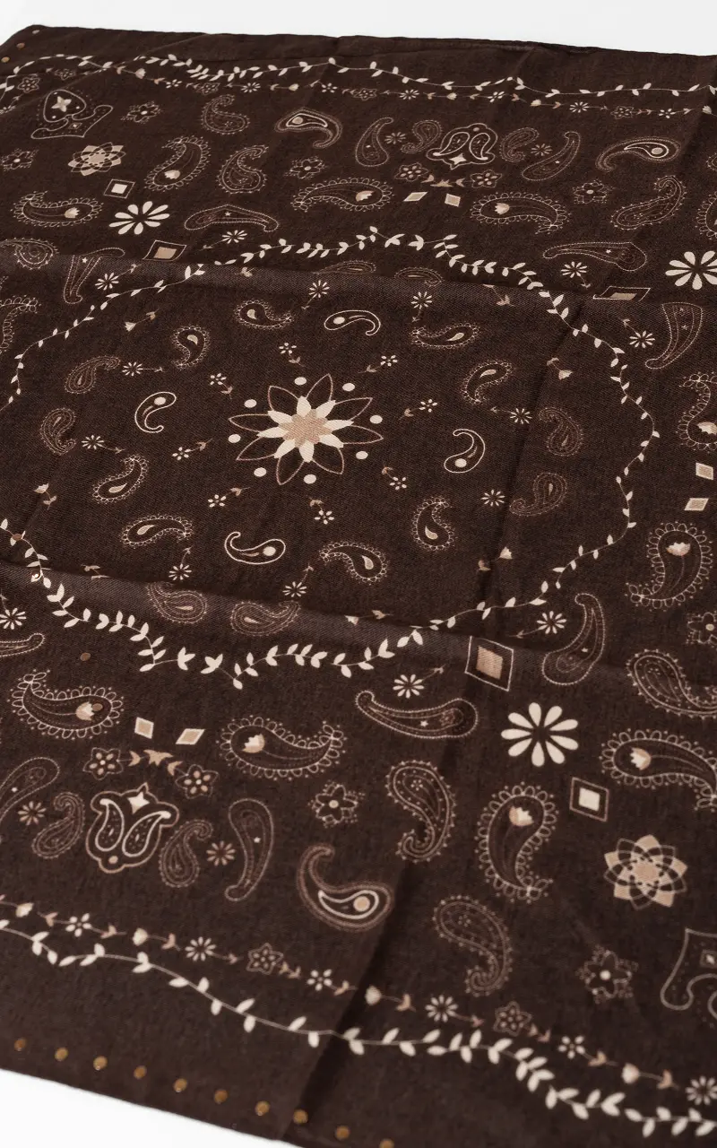 Shawl met print Donkerbruin Creme