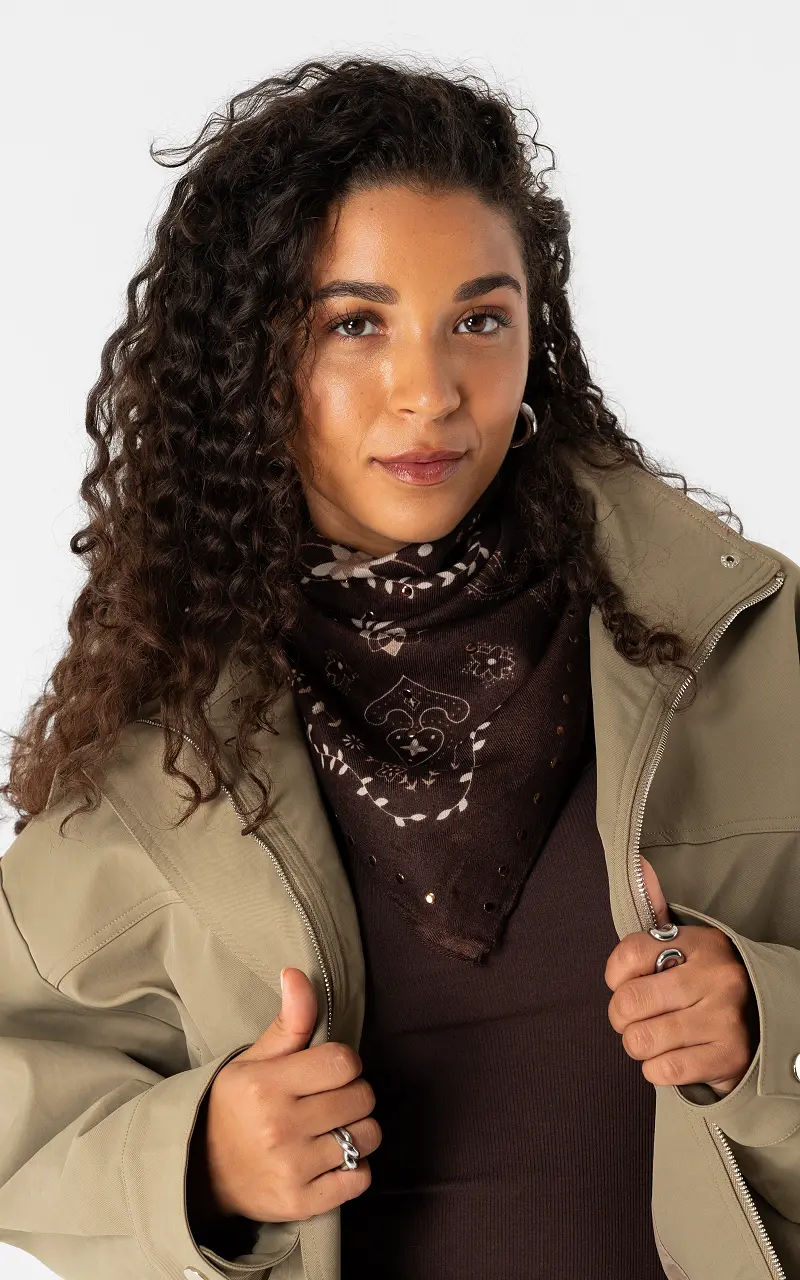 Écharpe #110415 Marron Foncé Crème