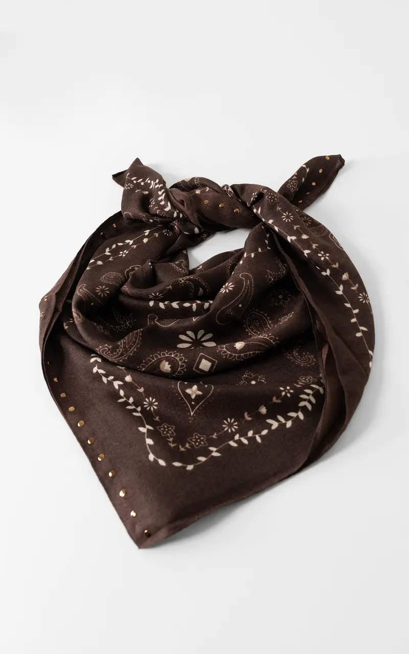 Shawl met print Donkerbruin Creme