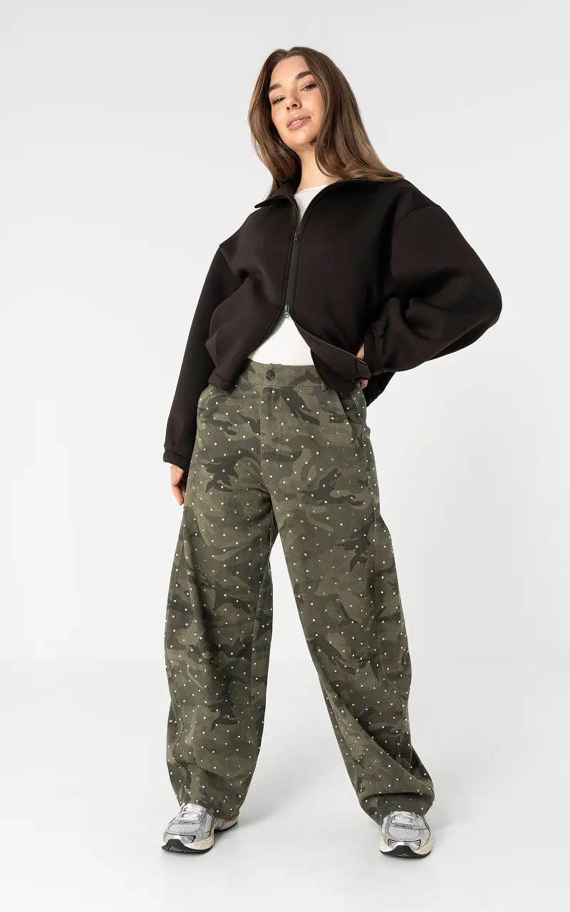 Camo strass barrel broek Camo Kaki