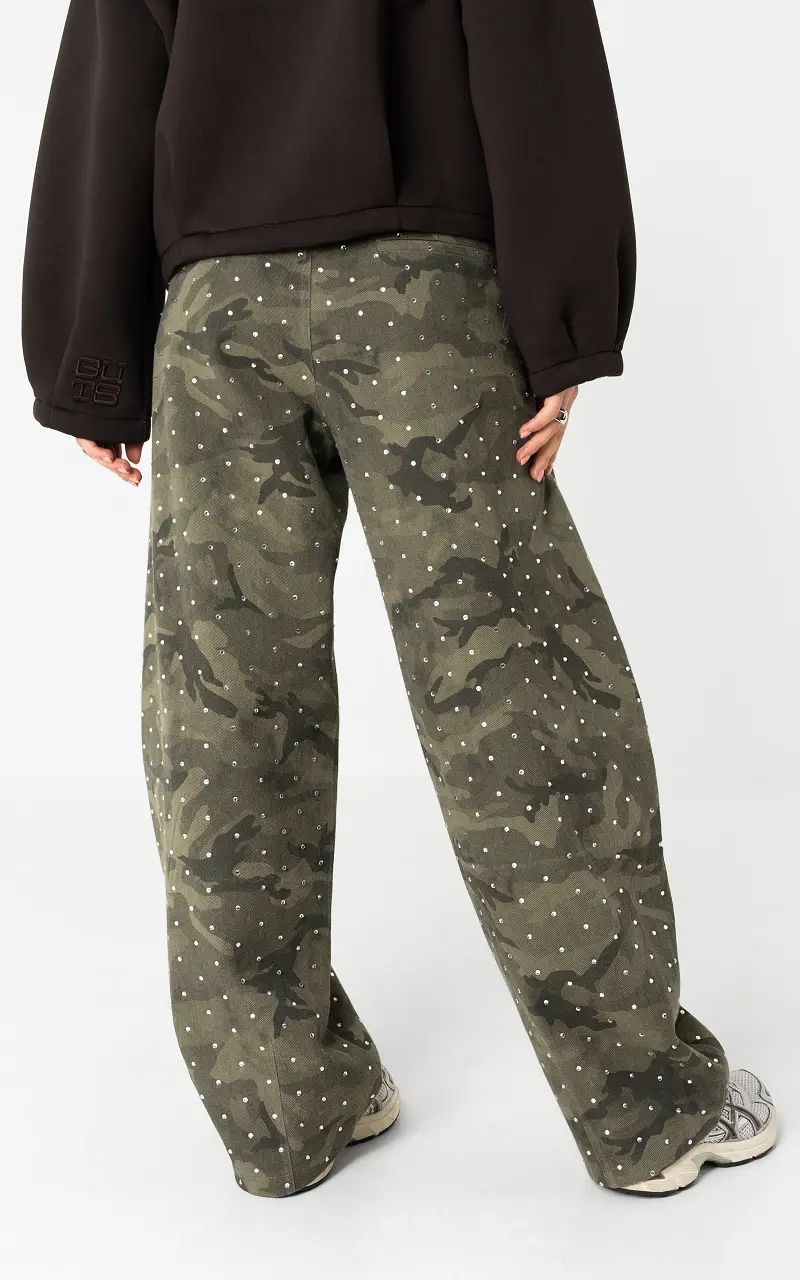 Camo strass barrel broek Camo Kaki