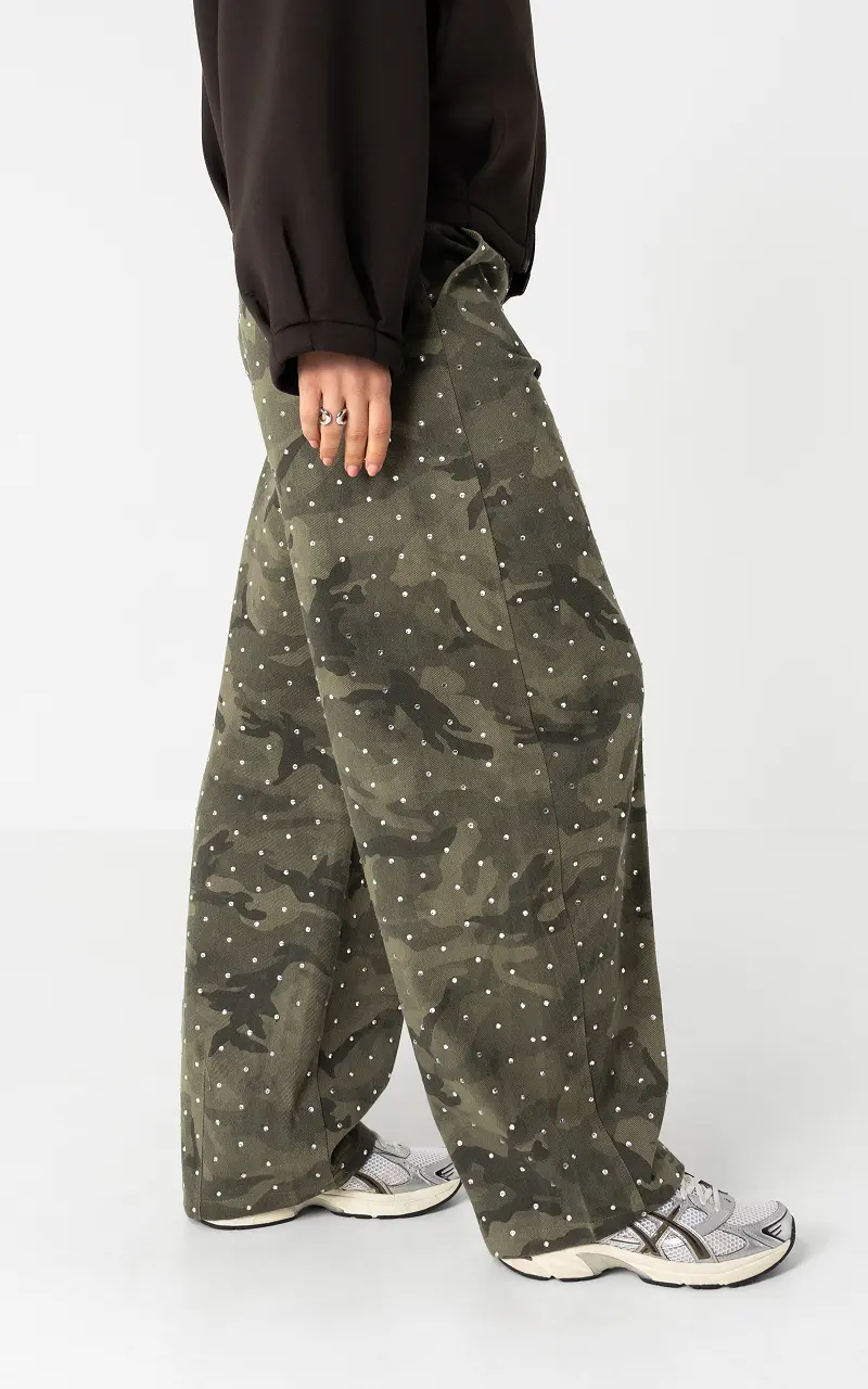 Camo strass barrel broek Camo Kaki