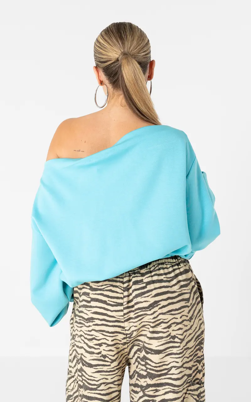 Trui met boothals Turquoise