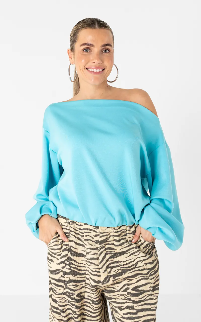 Trui met boothals Turquoise