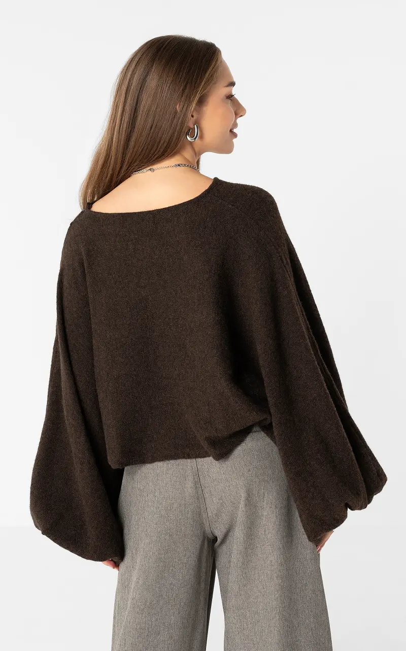 Balloon sleeve jumper Dark Brown