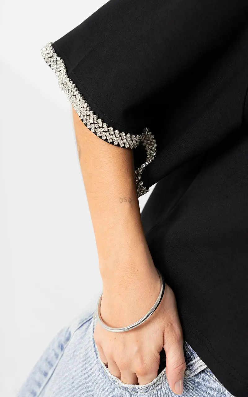 Boxy fit met strass Zwart