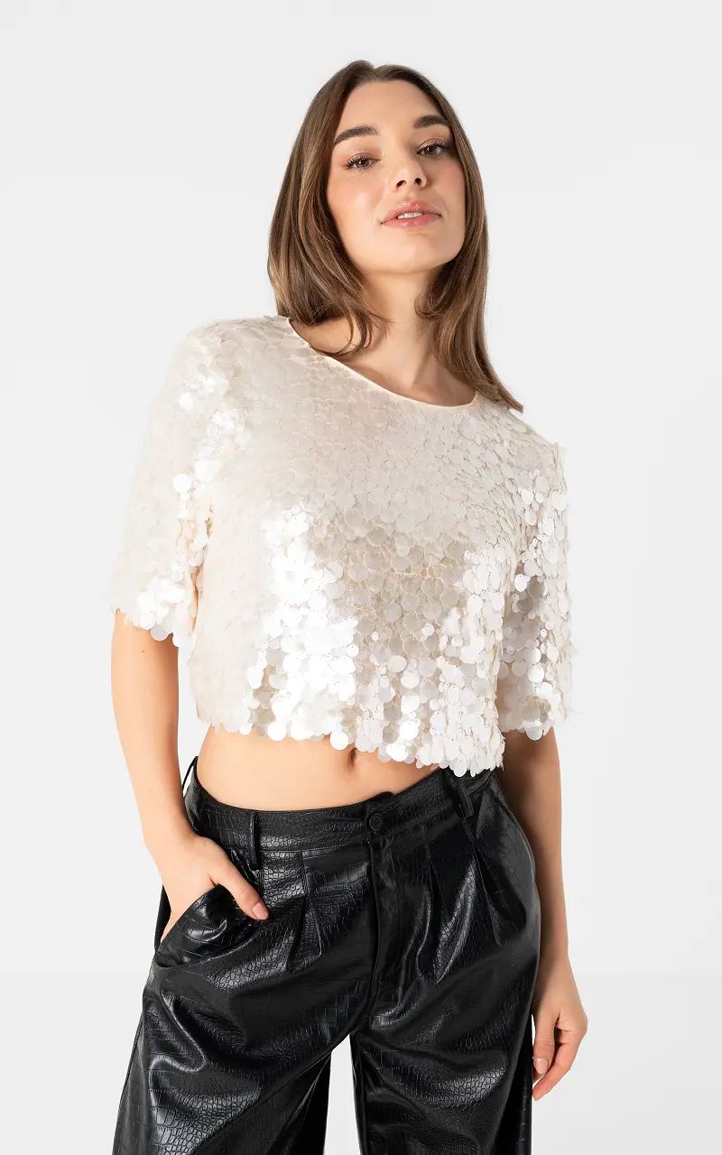 Top à sequins Crème