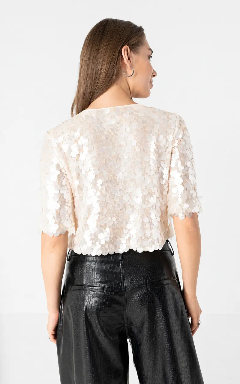 Top à sequins Crème