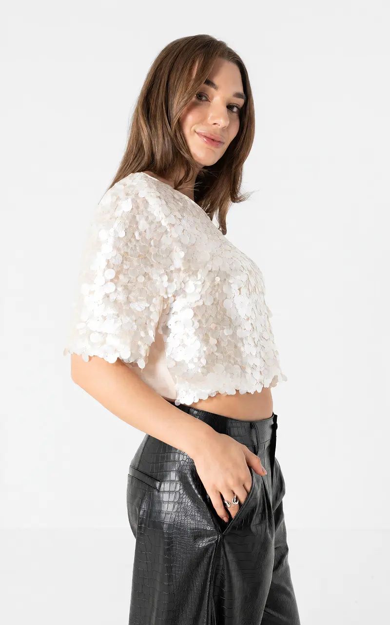 Top à sequins Crème