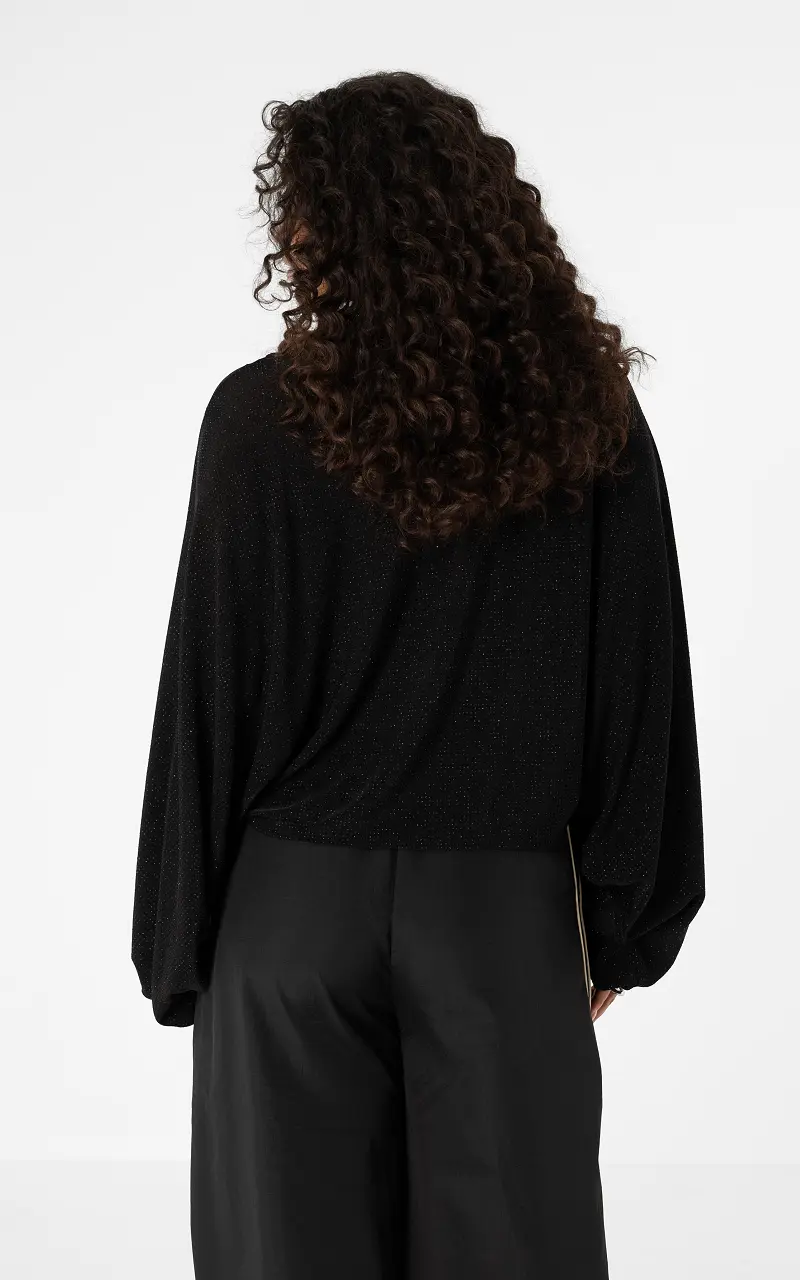 Wide glitter top Black