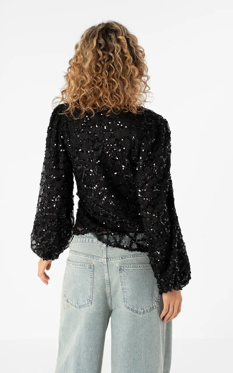 Sequin wrap cardigan Black