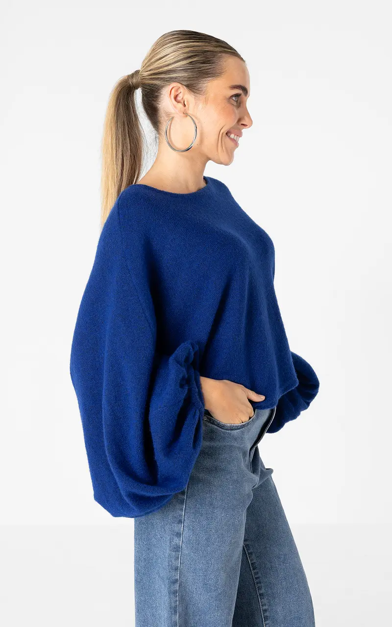 Pullover mit Ballonärmeln Kobaltblau