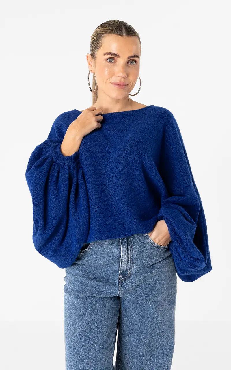 Pullover mit Ballonärmeln Kobaltblau