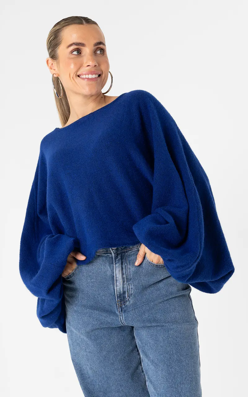 Pullover mit Ballonärmeln Kobaltblau