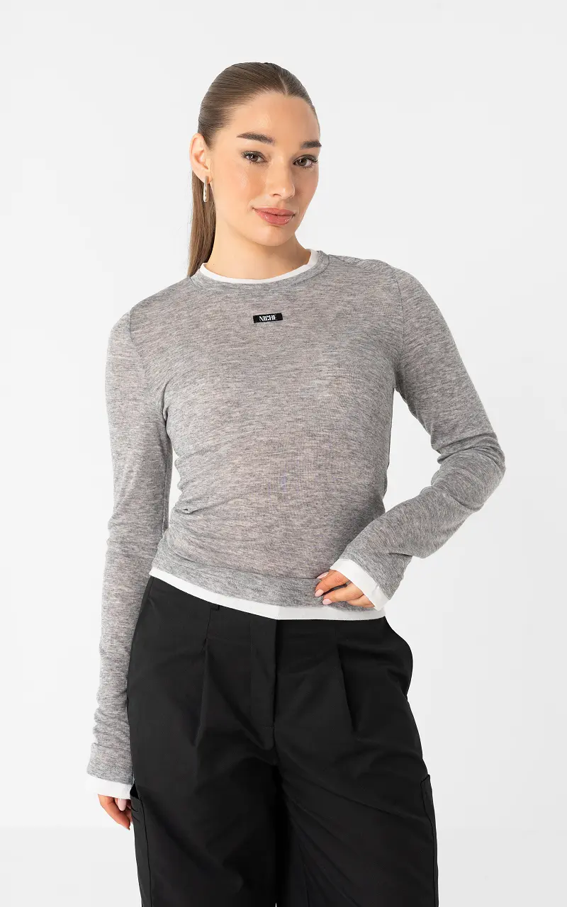 Longsleeve #110561 Gris Blanc