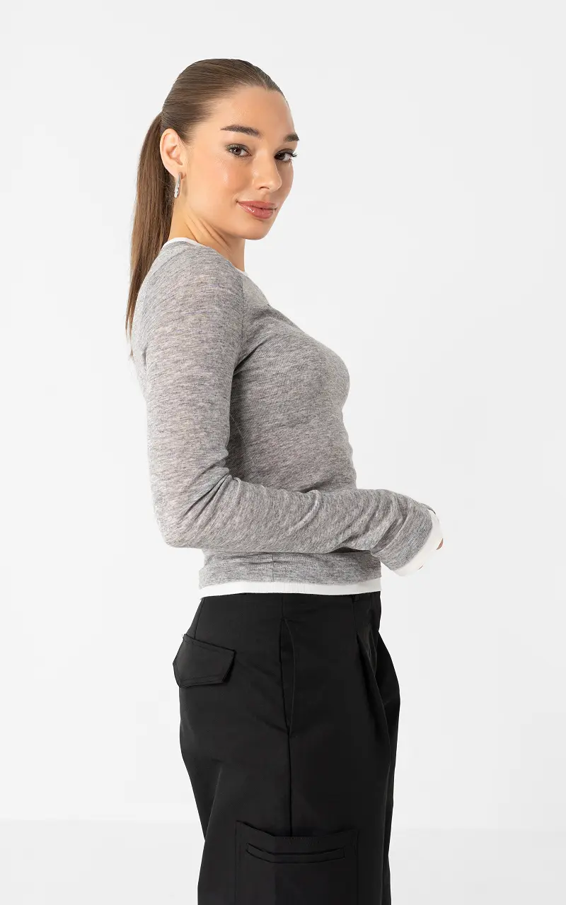 Longsleeve #110561 Gris Blanc