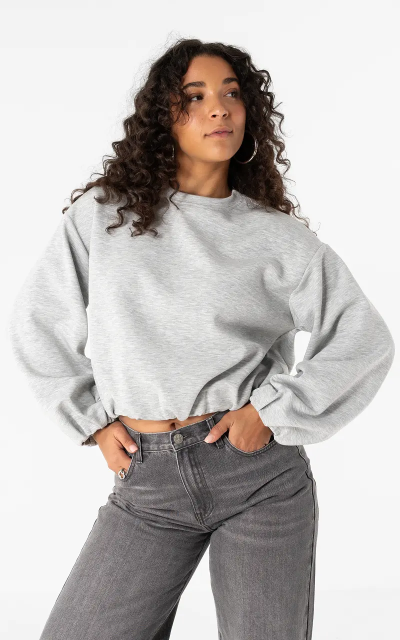 Pullover mit Ballonärmel Hellgrau