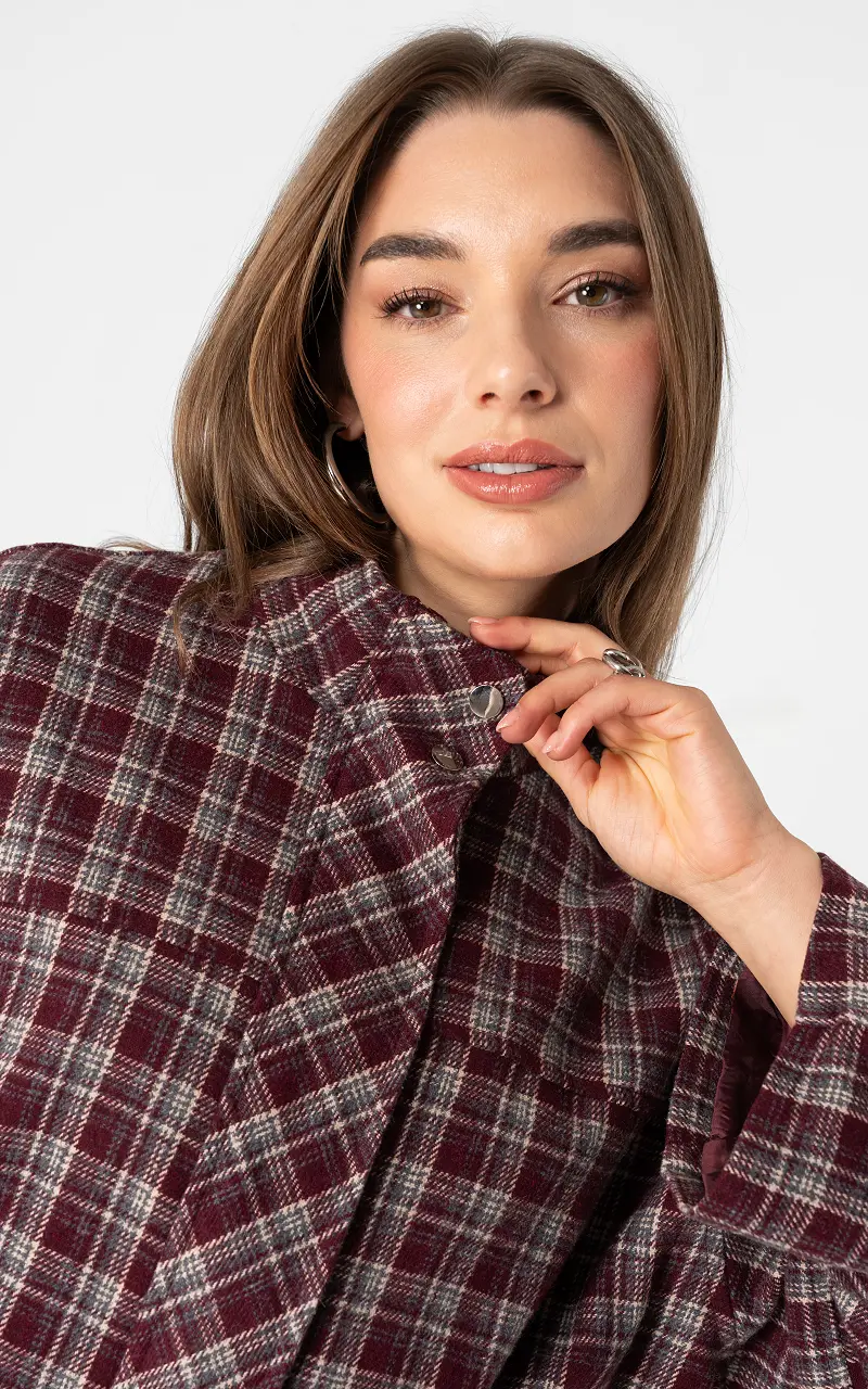 Geblokte jas Bordeaux Beige
