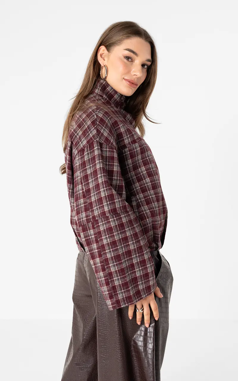 Geblokte jas Bordeaux Beige