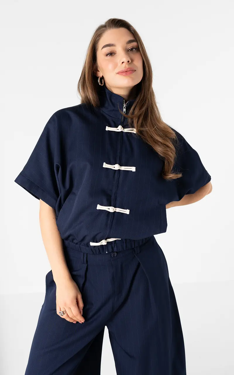 Chinese track jacket Blauw Creme