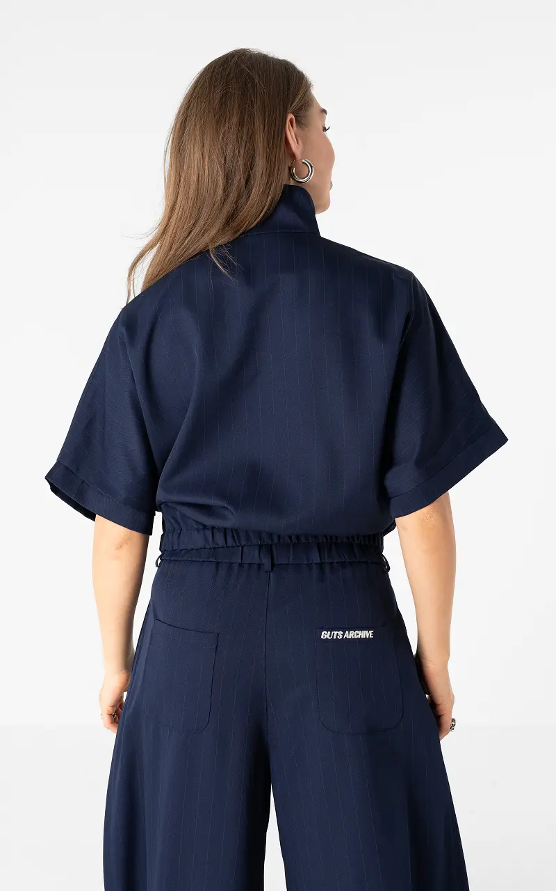 Chinese track jacket Blauw Creme