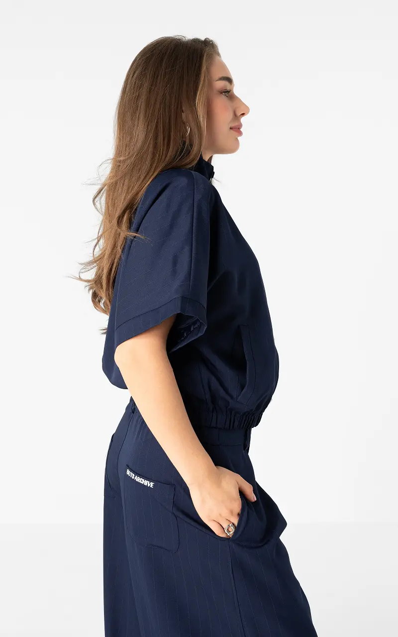 Chinese track jacket Blauw Creme