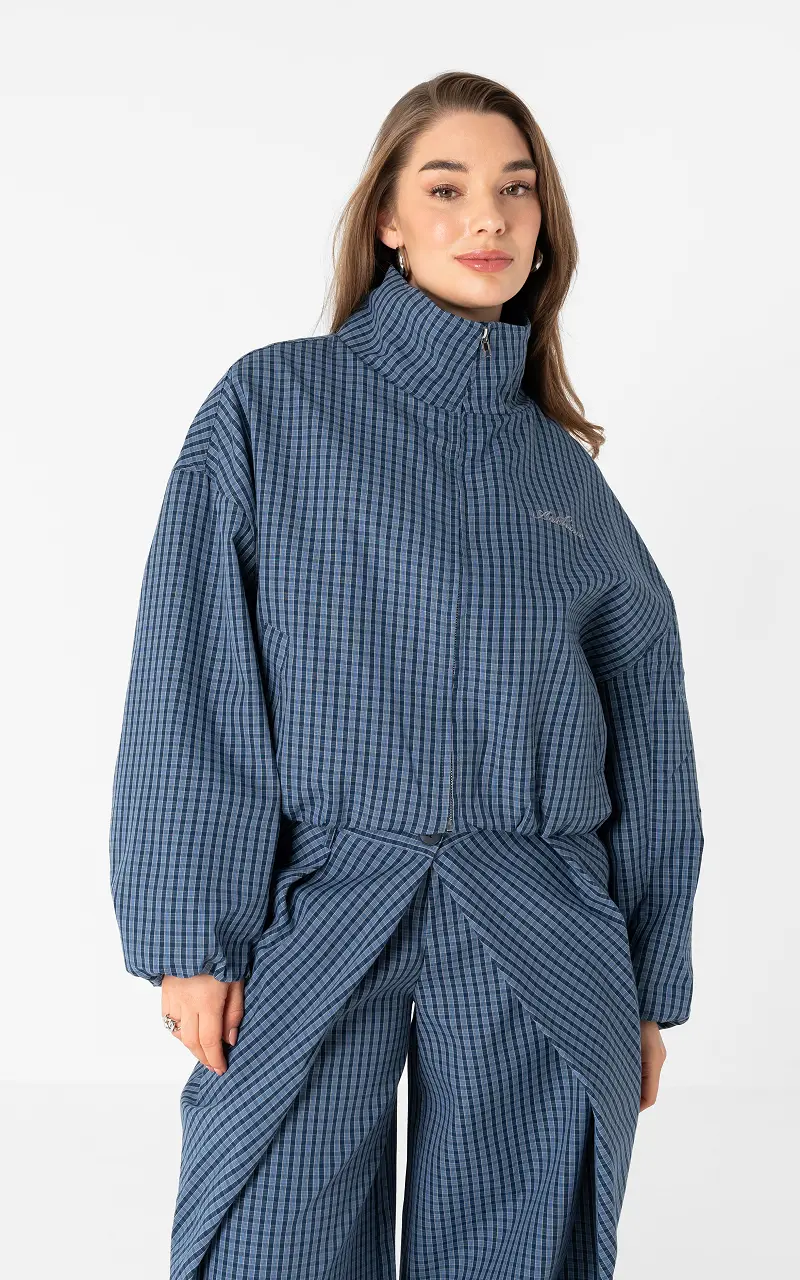 Checked coat Blue