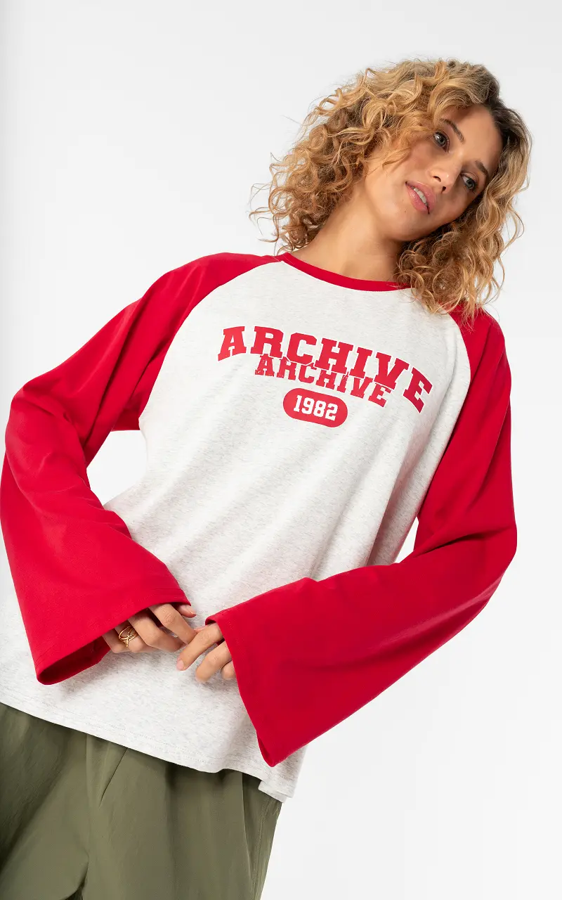 Archive longsleeve Rood Lichtgrijs
