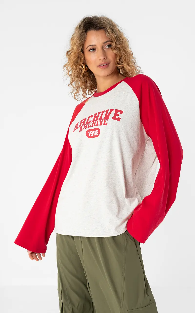 Archive longsleeve Rood Lichtgrijs