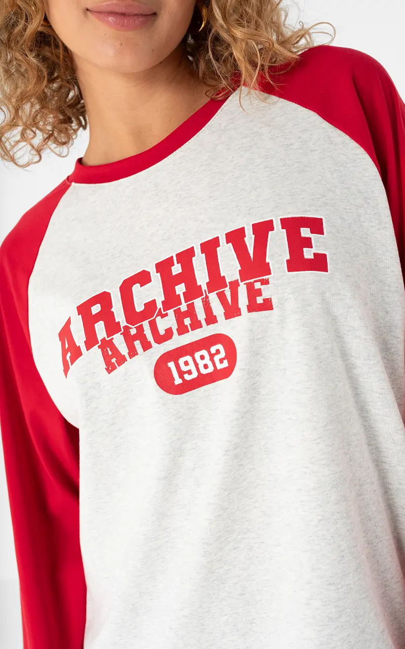 Archive longsleeve Rood Lichtgrijs